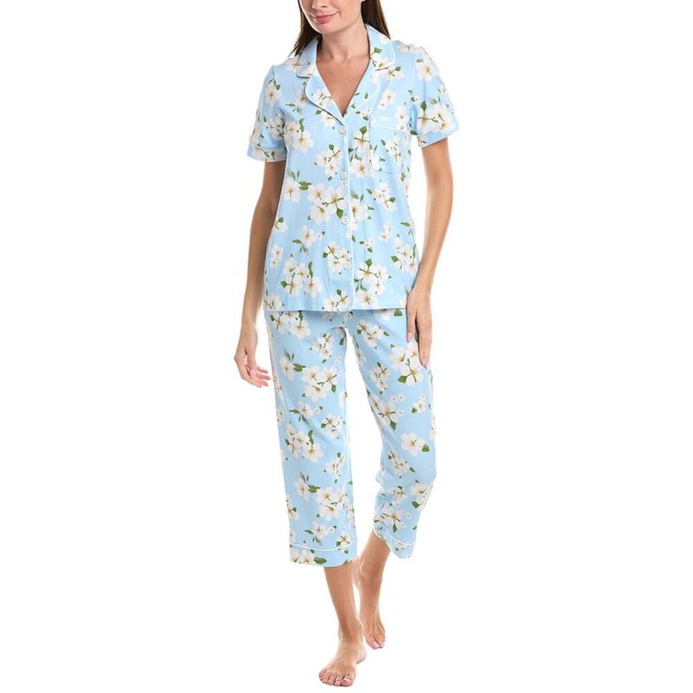 Bedhead Womens  2Pc Crop Pajama Set, Blue